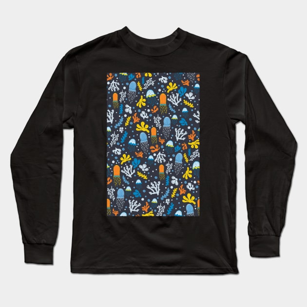Seaweed and Jelly Fish Long Sleeve T-Shirt by Jacqueline Hurd